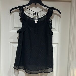 Medina Elegant Black Sheer Ruffle Blouse